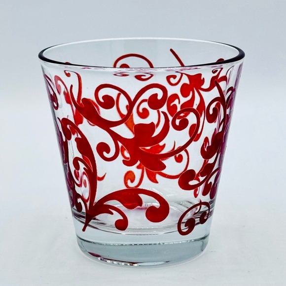 Set of 4 Vintage Cerve Italy‎ Drink Lowball Glasses Red Swirl Pattern MCM 3.25” - Picture 5 of 10